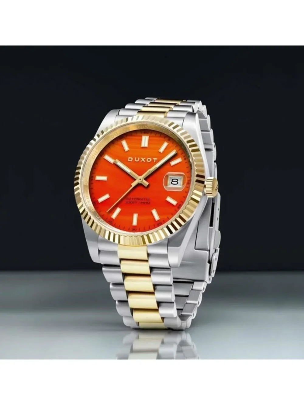 NWT Duxot Marcel Automatic Orange Dial Men's Watch